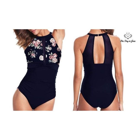 Holipick Other - Holipick High Neck Mesh Inset One Piece Swimsuit S